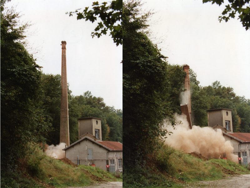 Dynamitage d'une cheminée